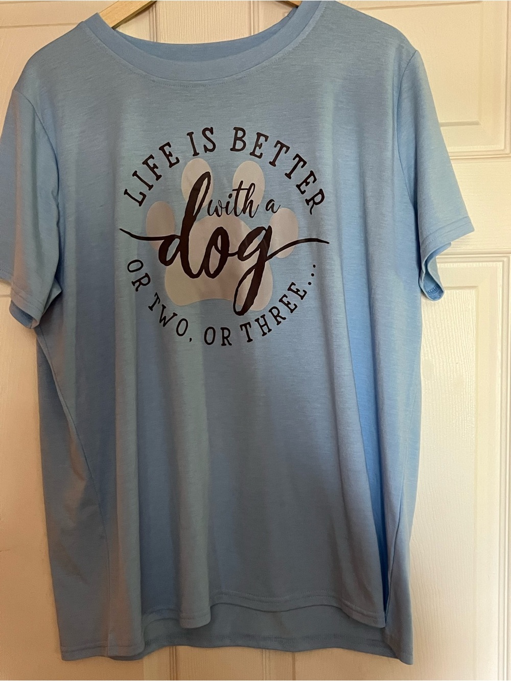 NEW Women’s 2X Light Blue "Life Is Better With a Dog" Graphic Tee